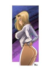 1girls ass big_ass big_breasts blonde_hair breasts dani_docampo female nipple_bulge solo
