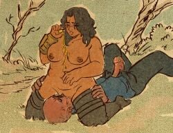 big big_breasts big_butt big_penis cooper_howard cora_(aliasbee1) cunnilingus facesitting fallout fallout_(series) plus_size pussy_juice pussy_licking