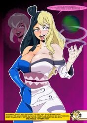ben_10 cartoon_network charmcaster cmartist crossover curvy_figure fairy_tail female_only fusion hips huge_ass huge_breasts minerva_orlando multicolored_hair multiple_girls open_mouth possession selene_(fairy_tail) smirk smug thick_thighs tongue tongue_out transformation