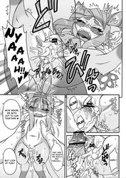 anthro comic cum cum_inside english_text eyewear feline feline female glasses greyscale human human_on_anthro interspecies male mammal midori_(nakagami_takashi) monochrome nakagami_takashi penis pussy size_difference stomach_bulge tagme tears text vaginal_penetration