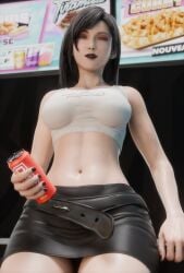 1girls 3d clothed fast_food female_only final_fantasy mashindrg soda tifa_lockhart
