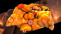 1boy 3_toes 3d anus anus_focus ass ass_focus balls bara big_ass big_ass_(male) bowser circumcised claws cock_ring donut_anus feet furry furry_male furry_only horns koopa male male_only mario_(series) muscular muscular_male nintendo penis pink_anus pubes pubic_hair reptile scales scalie solfading_(artist) solo solo_focus solo_male super_mario_bros. tail testicles yellow_skin