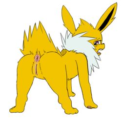 anus eeveelution female feral jolteon nintendo pokemon pokemon_(species) pose presenting pussy rubisdrake video_games white_background