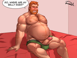 1boy ball_bulge bara beard beefy body_hair boner brian_harding color dream_daddy:_a_dad_dating_simulator erection facial_hair fat human male male_nipples male_only male_pubic_hair manly mature_male mosaic_censoring musclegut muscles muscular_male mustache orange_hair pecs penis penis_out reclamon solo underwear_only veiny_penis