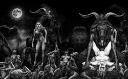 baphomet black_and_white demon demonic devil female lilith_therion orgy penetration rape