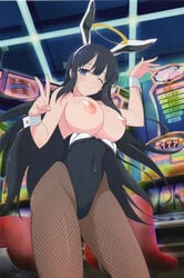 breasts breasts_out bunny_ears bunnysuit halo large_breasts long_hair photoshop ryouki_(senran_kagura) senran_kagura smile yaegashi_nan