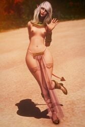 final_fantasy_xiv fluffy_pic gpose(ffxiv) looking_at_viewer original_character pale_skin pink_eyes small_breasts standing succubus succubus_tail thick_thighs transparent_clothing