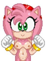 1girls amy_rose animated areolae big_eyes black_nose bouncing_breasts bracelet breasts clothing cute erect_nipples eyelashes female female_only fur gif gloves green_eyes headband hedgehog jewelry jump_cycle jumping large_breasts looking_at_viewer low_res mammal mostly_nude navel nipples nude pink_fur pixel_animation pixel_art presenting presenting_breasts pussy sega smile solo sonic_(series) sonictopfan