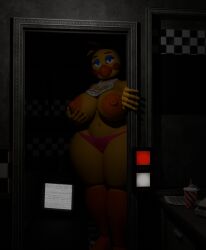 1female animatronic anthro big_ass big_breasts big_thighs breast_grab breasts chica_(fnaf) female female female_focus female_only five_nights_at_freddy's furry furry_female girl huge_breasts looking_at_viewer robot_humanoid robot_joints scottgames thick_butt thick_thighs toy_chica_(fnaf) yellow_body yellow_fur