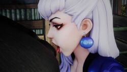 1girls 3d 3d_(artwork) animated barn beast_rimming clothed clothing dark_skin earrings evelynn horse horse_anus jpbtos league_of_legends licking light-skinned_female light_skin rimjob rimming sound succubus tagme video white_hair zoophilia