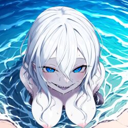 1girls ai_generated monster monster_girl naked naked_female original original_character shiny_skin swimming thighs yeyehuh