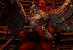 3d_(artwork) abdominal_bulge abs anal anal_penetration anthro balls beak biceps blizzard_entertainment bodily_fluids chaos chaos_daemon claws daemon_prince deltoids demon diablo diablo_(character) digital_media_(artwork) dominant dominant_male duo erection genital_fluids genitals god_slayer hi_res holding_leg holding_partner horn humanoid_genitalia humanoid_penis jewelry male male/male male_penetrated male_penetrating male_penetrating_male membrane_(anatomy) membranous_wings muscular muscular_anthro muscular_arms muscular_thighs nipples nude open_beak open_mouth outofnecessity pecs penetration penile penis red_body serratus sex spikes spikes_(anatomy) standing teeth total_war:_warhammer triceps warhammer_(franchise) wings