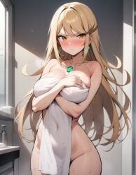 after_shower ai_generated breasts core_crystal female female_only mythra nai_diffusion nintendo solo stable_diffusion towel xenoblade_(series) xenoblade_chronicles_2