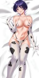 bikini cow_print dakimakura dakimakura_design genshin_impact scaramouche_(genshin_impact)