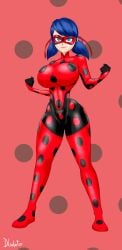 1girls 2d 2d_(artwork) artist_name artist_signature big_breasts blue_eyes blue_hair bodysuit busty disney disney_channel dladiator domino_mask eye_mask female female_only fully_clothed giant_breasts huge_breasts ladybug_(character) marinette_dupain-cheng miraculous:_tales_of_ladybug_and_cat_noir miraculous_ladybug posing slim_waist solo solo_female superheroine tagme thick_hips thick_thighs wide_hips