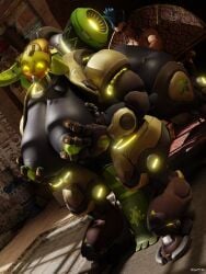 3d blender futanari junker_queen mighty3d orisa overwatch overwatch_2