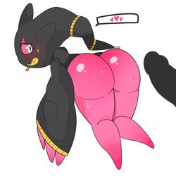 absurdres ass ass_focus banette bent_over blush disembodied_penis erection female from_behind full_body half-closed_eyes heart kneeling knees_together_feet_apart looking_back mega_banette mega_pokemon pani penis pink_sclera pokemon pokemon_(species) pokemon_rse silhouette simple_background smile solo_focus spoken_heart sweat teeth white_background white_eyes zipper