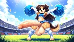 abs ai_generated anthro anthro_male anthro_only audience celebrating celebration cheering cheerleader cheerleader_outfit cheerleader_uniform clawed_toes cub curvaceous curvy curvy_body cute daylight digitigrade elbow_gloves erection erection_under_skirt feminine feminine_male football_field furry furry_male furry_only hyper hyper_balls hyper_penis landscape long_hair midriff miniskirt motion_lines muscle_tone muscular muscular_anthro muscular_arms muscular_male muscular_thighs nai_diffusion nipple_outlines outdoors pecs pom_poms skirt small_but_hung small_but_hyper stadium standing swollen_balls theblockhead thick_penis thick_thighs thighhighs tight_topwear toned_body veiny_penis wide_hips widescreen young