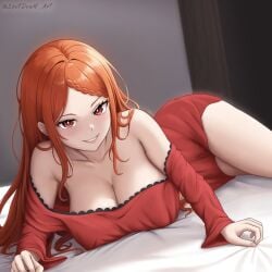 bedroom big_breasts breasts curvy_female curvy_figure hourglass_figure orange_hair priscilla_barielle re:zero_kara_hajimeru_isekai_seikatsu red_hair seductive_look solo solo_female solo_focus voluptuous voluptuous_female