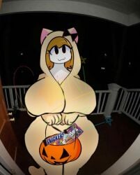 :3 big_breasts breasts candy cute derpina dibujobienraro edit halloween halloween_costume huge_breasts looking_at_viewer meme pajamas thick