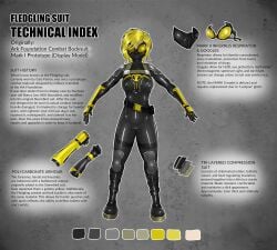 ascruffymuffin english_text female female_only fully_clothed item_description latex latex_clothing lore png rubber rubber_clothing shiny_clothes story_in_picture superhero_costume superheroine text tight_clothing