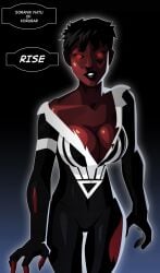 black_hair black_lantern black_lantern_corps cleavage dc dc_comics face_tattoo fingerless_gloves green_lantern_(series) pixie_cut red_body red_eyes red_skin short_hair softcore soranik_natu tagme tattoo text text_bubble undead zombie zombie_girl