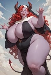 ai_generated ai_hands alternative_body_build ass bbw belly bottom_heavy child_bearing_hips civitai claws curvaceous curvy curvy_body curvy_female curvy_figure curvy_hips curvy_milf curvy_thighs demon fangs fat_ass fat_belly fat_butt fat_female fat_thighs fat_tits fat_woman glasses horns hourglass_figure hyper hyper_ass hyper_breasts massive_ass massive_breasts massive_thighs mature mature_female nun nun_habit nun_outfit overweight overweight_female red_hair redhead_female round_ass round_belly round_breasts round_butt skull_crushing_thighs spaded_tail spectacles ssbbw succubus top_heavy top_heavy_breasts