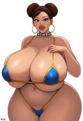 1girls apparent-apparatus big_ass big_breasts big_lips bikini bimbo bimbo_body bimbo_lips bimbofication breasts brown_hair choker chun-li double_bun earrings gigantic_breasts hoop_earrings huge_thighs looking_at_viewer plump_lips simple_background skimpy_bikini solo street_fighter swimsuit thick_thighs voluptuous voluptuous_female white_background wide_hips