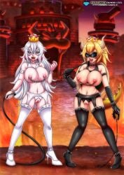 2girls anthro anthro_only anthrofied bbmbbf bdsm_gear bondage bondage_outfit boosette bowsette bracelet bracelets diamond_level dominatrix domino_mask female_focus female_human human mario_(series) masked_girl multiple_girls nintendo nipple_chain nipples nude nude_male palcomix palcomixvip.com pietros_secret_club shoes_only spiked_anklet stockings stockings_only studd studded_bracelet studded_collar super_mario_bros. thighhighs whip whip_marks