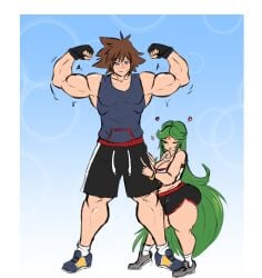 big_breasts bulge commission commissioner_upload gokusenpai gym_clothes huge_ass imminent_growth imminent_sex kid_icarus kid_icarus_uprising kingdom_hearts muscular_male nintendo palutena poking_penis shorts shortstack size_difference smug sora tank_top teasing thick_thighs wide_hips