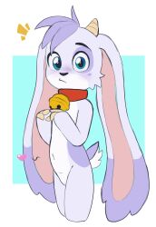 1girls ambiguous_gender anthro anthro_only bell billie_(billie_bust_up) billie_bust_up blue_eyes blush bovid bovine collar female floppy_ears furry furry_female furry_only goat goat_horns lewdtime looking_at_viewer small_body tummy