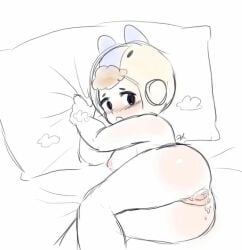 * average_breasts bea_(brawl_stars) bed brawl_stars embarrassed panty_ks_(artist) pillow sketch