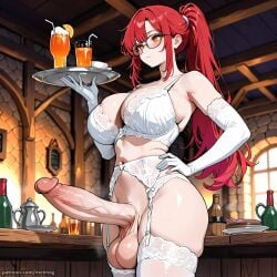 ai_generated big_balls big_breasts big_cock big_penis bra dickgirl dickgirl_focus dickgirl_only drinks erection female female_focus futa_focus futa_only futanari futanari_focus futanari_only garter_belt garter_straps girl girl_focus girl_only glasses gloves holding_plate huge_balls huge_boobs huge_breasts huge_cock intersex intersex_focus intersex_only lace_bra lace_garter_belt lace_garter_straps lace_gloves lace_lingerie lace_stockings large_balls large_boobs large_breasts large_cock large_penis lingerie long_hair meimeg oc orange_eyes original_character plate ponytail red_hair red_hair_female red_hair_futa red_haired_futa solo_dickgirl solo_female solo_futa solo_futanari solo_girl solo_intersex standing stockings tavern tavern_background tavern_wench waitress white_bra white_garter_belt white_garter_straps white_gloves white_lingerie white_stockings