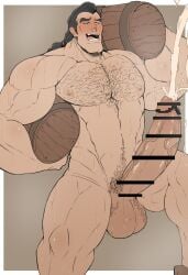 balls bara beauty_and_the_beast big_balls big_penis blush boner censored cum disney erection gaston huge_balls huge_cock male male_only muscles muscular nude orgasm penis shiro_tora solo solo_male sweat sweating