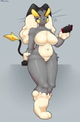 absurd_res anthro big_breasts breasts featureless_breasts female fluffy fusion generation_1_pokemon generation_4_pokemon hi_res kuro_draw looking_at_viewer lopunny nintendo nude nude_anthro pokemon pokemon_(species) raichu raipunny solo val_lovelight