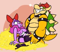 1boy 1girls anthro big_dom_small_sub birdo boa_(clothing) bowser bra breasts clothing coin cum cum_in_pussy cum_inside duo energyloop erection female full_body garter_belt garter_straps gold_(metal) gold_coin koopa larger_male legwear lingerie lipstick makeup male male_penetrating mario_(series) mostly_nude nintendo nipples penetration penis ring scalie sex simple_background size_difference slightly_chubby smaller_female stockings straight super_mario_bros. super_mario_bros._2 treasure treasure_hoard underwear vaginal_penetration video_games