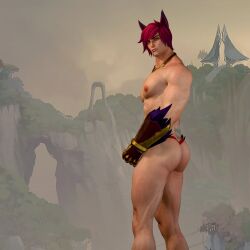 ass big_ass big_ass_(male) big_butt_(male) gay league_of_legends male male_only muscular muscular_male red_hair sett solo standupangel thong