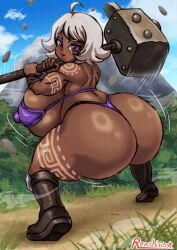 1girls 2025 2d 2d_(artwork) ass ass_crack bending_over big_ass big_breasts big_butt big_thighs bikini blush boots bracelet bracelets breasts bubble_ass bubble_butt butt_crack commission cookie_dough_butt dark-skinned_female delicious_ass dimples dwarf_female ear erect_nipples erect_nipples_under_clothes eyelashes eyeliner fat_ass fat_butt female female_only giant_breasts gigantic_ass gigantic_breasts gigantic_butt gigantic_thighs hammer huge_ass huge_breasts huge_butt huge_thighs hyper hyper_ass hyper_breasts large_ass large_breasts large_thighs looking_at_viewer looking_back massive_butt massive_thighs open_mouth original original_character plump plump_ass plump_breasts plump_butt plump_thighs r0771 renshirou renzaburo0771 short_hair shortstack skimpy skimpy_clothes solo solo_female thick_ass thick_butt thick_thighs thighs thong