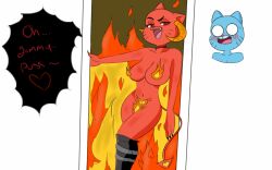1boy 1girls animal_penis animal_tail anthro anthro_female anthro_male anthro_only big_breasts blue_fur blush_lines blushing boots boots_only breasts cat_ears cat_girl cat_tail choker claws convenient_censoring demon_humanoid fangs feline feline_humanoid female fire_body fire_crotch flame_markings flames fur gumball_watterson heart_symbol heart_tail heart_tattoo incest legs_crossed male male/female mature_female milf mother_and_child mother_and_son nicole_watterson older_female_and_younger_male penis pubic_tattoo red_eyes red_fur shocked sketchintheshade slit_pupils succubus succubus_horns succubus_tail tail tattoo the_amazing_world_of_gumball thigh_boots whisker_markings