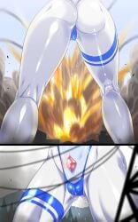 1female abdomen alien alien_girl alien_humanoid anus ass ass_focus ass_visible_through_thighs back_view between_legs between_thighs big_ass blue_hair blue_sky bomb breasts city comic comic_page curvy curvy_body curvy_female daytime explosion explosives female finger_gun forced_orgasm giant_female giant_monster giantess glowing glowing_eyes humanoid kaiju lactating lactating_nipples lactation mimizu_(tokagex) monster mountain navel nipples no_clothes no_clothing oc orgasm orgasm_without_stimulation original original_character patterns pose pussy pussy_focus pussy_juice pussy_juice_drip shiny_skin silver_skin sky standing superheroine thick_ass thick_thighs thighhighs thighs ultima_excel(mimizu) ultraman_(franchise) viewed_from_below yellow_eyes
