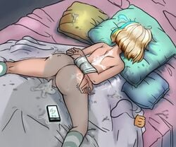 1girls after_rape arms_behind_back artist_request bed blonde_hair bondage cellphone cheating cum cum_in_pussy cum_on_back disney disney_channel duct_tape face_down facing_away female female_only from_behind jackie_lynn_thomas leaking petite pussy rape solo star_vs_the_forces_of_evil svtfoe tagme teenager