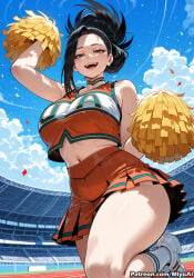 1girl ai_assisted ai_generated bangs bare_shoulders black_hair blue_sky blush boku_no_hero_academia breasts cheerleader choker cloud confetti crop_top curvaceous curvy curvy_female curvy_figure day female large_breasts leg_up looking_at_viewer loose_socks midriff miniskirt miyuai my_hero_academia navel open_mouth orange_skirt outdoors pleated_skirt pom_poms ponytail shiny shiny_skin shoes skirt sky smile sneakers socks solo thick thick_ass thick_butt thick_hips thick_legs thick_thighs thighs tied_hair voluptuous voluptuous_female white_footwear wide_hips wide_thighs yaoyorozu_momo