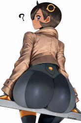1girls ? about_to_burst ass ass_focus ass_too_big barely_contained barely_contained_ass barely_fits big_ass black_bodysuit black_hair bodysuit breasts brown_jacket bubble_ass bubble_butt bursting_butt clothing dat_ass emma_(pokemon) emma_(pokemon_legends:_z-a) female female_only game_freak hair huge_ass imminent_wardrobe_malfunction jacket looking_back matiere_(pokemon) matiere_(pokemon_legends:_z-a) nintendo pokemon pokemon_legends:_z-a purple_eyes question_mark short_hair sitting solo solo_female straining_clothing tight_clothes tight_clothing tight_fit tight_suit too_tight unadon undersized_clothes undersized_clothing white_background