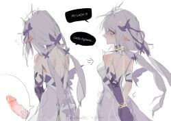 1futa aglaea_(honkai:_star_rail) blush castorice_(honkai:_star_rail) caught caught_in_the_act caught_masturbating caught_off_guard clothed clothes clothing dickgirl futanari honkai:_star_rail honkai_(series) hoyoverse intersex masturbating masturbating_futa older_female solo solo_futa string taykrome tied_up younger_female yuri