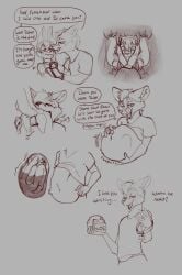 absurd_res anthro canid canine crunchy_kitkat death digestion english_text fatal fox hi_res hyper hyper_belly lagomorph leporid mammal oral rabbit size_difference text vore vore_belly