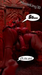 anon anonymous_male breasts_out demon demon_girl demon_horns giantess giantess_futa green_eyes hell hooves horse_penis horsecock horsecock_futa horsecock_on_humanoid huge_breasts huge_cock limp_penis mapleking3d micro nipple_piercing no_panties nude_futanari throne