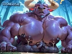 2boys ai_art ai_generated alistar animated anthro bara bara_tiddies bara_tits between_pectorals biceps big_muscles big_pecs black_eyes blue_hair blue_skin blush bodily_fluids bovid bovine breasts bull canid canine cattle clawed_fingers confusion cow_ears crushing dripping duo ear_piercing embarrassed facial_hair fluffy forest fur furry gay glowing glowing_eyes goonerism ground grunting head_between_pecs horn horn_ring horns huge_muscles interspecies lactation league_of_legends long_ears lying male male/male male_lactation milk milk_drip milk_squirt milking moaning mooing muscles muscular muscular_male nipples nose_ring on_back on_ground on_top outdoors patreon pec_grab pec_grasp pec_squeeze pecs pectoral_grab pinned pointy_ears purple_skin question_mark red_sclera riot_games self_upload size_difference smile sound suffocation surprised tagme veiny_muscles video visible_breath warwick watermark wolf yaoi
