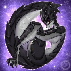 1girls armadillo_girdled_lizard arms_covering_nipples artist_name artist_signature belt_tailed_lizard black_claws black_scales breasts choker cigarette claws countershade_face countershade_legs countershade_tail countershade_torso countershading darya_(tlen_borowski) digital_media_(artwork) female full_color furry-specific_piercing half-closed_eyes hands_under_kneecaps holding_legs horn_piercing horn_ring legs lizard lizard_girl long_tail looking_aside medium_breasts multicolored_body multicolored_scales mysha_(artist) mythological_creature mythological_scalie mythology naked navel nude purple_background purple_sky raptor_claws reptile reptile_girl reptile_humanoid scalie scalie_female sharp_claws slim slim_female smoking smoking_cigarette space space_background spiked_head spiked_shell spiked_tail spikes spikes_(anatomy) starry_background stars tail tail_piercing tan_scales thin_female thin_waist uroboros uroboros_pose