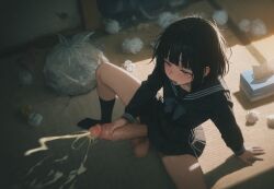 1futa 1girls after_school ahegao_face ai_generated anime_girl balls big_testicles black_hair black_serafuku blunt_bangs blush bob_cut bobcut breasts cum cum_on_floor cum_shot devaster dickgirl ejaculation erection female from_above futa_masturbation futanari half-closed_eyes handjob huge_cock indoors intersex japanese_female long_sleeves masturbation messy_hair messy_room open_mouth penis sagging_balls saggy_balls school_uniform schoolgirl serafuku short_hair sitting skirt slim_waist small_breasts socks solo_focus solo_futa spread_legs tatami teenage_futa testicles tissue_box trash_bag used_tissue used_tissues veiny_penis yellowish_cum