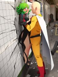1girls 2025 2boys 2d 2d_(artwork) absurdres against_wall ahoge bald black_dress black_shoes blush boots breasts broken_wall cape clothed clothed_female clothed_male commentary dress english_commentary eye_contact female full-face_blush genos gloves green_eyes green_hair highres khyleri long_sleeves looking_at_another loss_(meme) male meme_reference multiple_boys multiple_males one-punch_man pants pussy pussy_juice pussy_juice_drip questionable red_boots red_gloves saitama saitama_(one-punch_man) sfw shirt shoes small_breasts standing subway_station superhero superheroine tampax tatsumaki thighs urban wall_crush when_you_see_it white_cape yellow_pants yellow_shirt